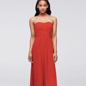 Long Strapless Chiffon Dress